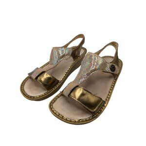 Alegria Kendra Leather Gold Metallic 680W Comfort Sandals Size 38